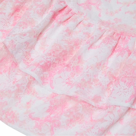 NWT PINK x LoveShackFancy Strapless Lace Mini Dress - Charlamagne Harbor Sz M - Picture 3 of 10